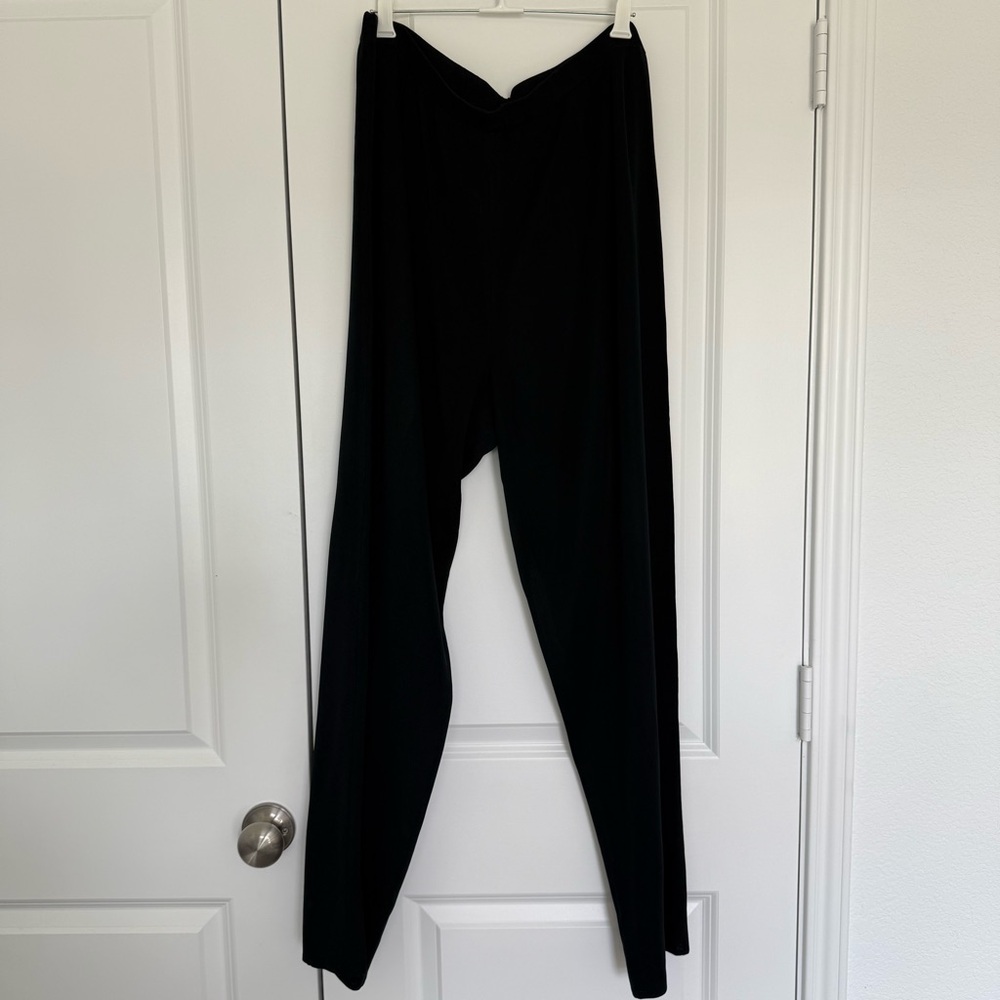 Ming Wang Women’s Black 100% Acrylic raw hem straight leg pull on pants 1X